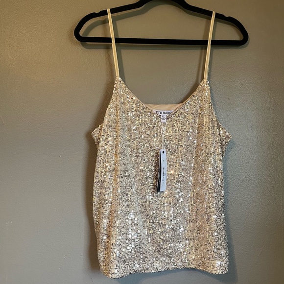 Steve Madden Tops - Steve Madden Silver Sequin Tank Top